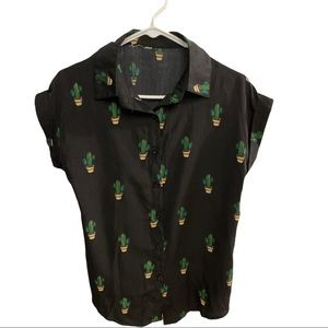 Cactus print button up